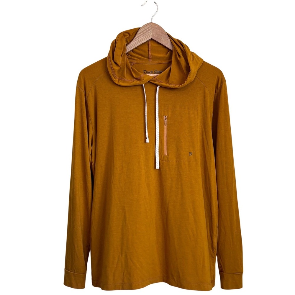 Duck Camp Mens Bamboo Lightweight Hoodie Medium Mustard Yellow Sun Shirt Fishing